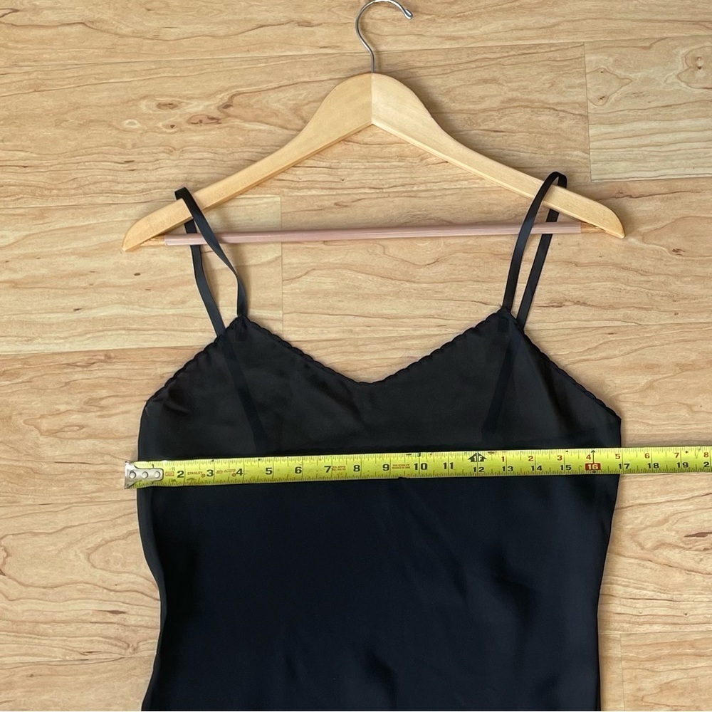 Romantic Goth Long Black Sheer Slip Dress Size 34* Spaghetti Strap V-neck - Picture 4 of 8